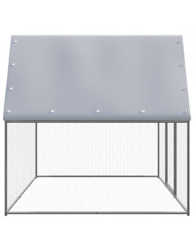 Gabbia per Polli Argento e Grigio 3x2x2 m in Acciaio Zincato