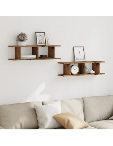 Mensole da Parete 2pz Legno Vecchio 75x18x20 cm in Truciolato