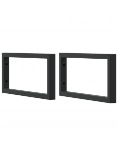 Reggimensole per Lavabo 2 pz Nere Rettangolari in Acciaio 2