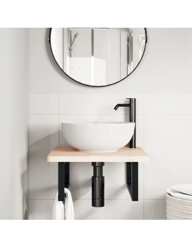 Reggimensole per Lavabo 2 pz Nere Rettangolari in Acciaio