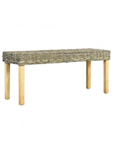 Panca 110 cm in Rattan Naturale Kubu e Massello di Mango