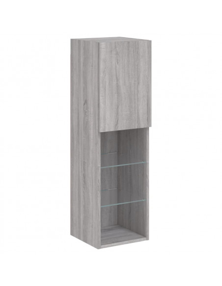 Mobili TV a Muro con LED 5pz Grigio Sonoma in Legno Multistrato