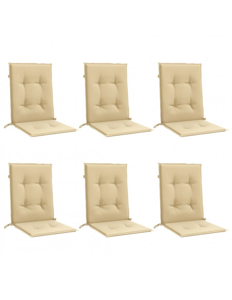 Cuscini Sedia Schiena Bassa 6 pz Beige Mélange 100x50x4 Tessuto