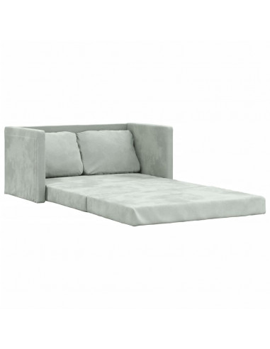 Divano Letto da Terra 2 in 1 Grigio Chiaro 122x204x55cm Velluto