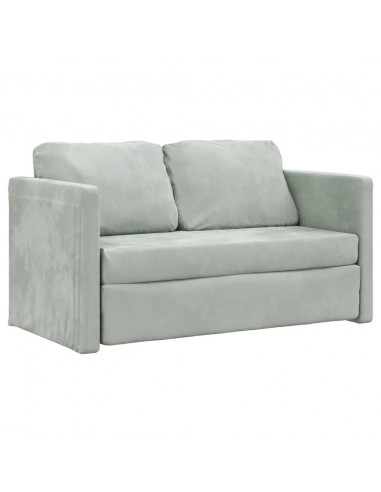 Divano Letto da Terra 2 in 1 Grigio Chiaro 122x204x55cm Velluto