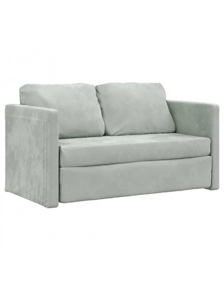 Divano Letto da Terra 2 in 1 Grigio Chiaro 122x204x55cm Velluto
