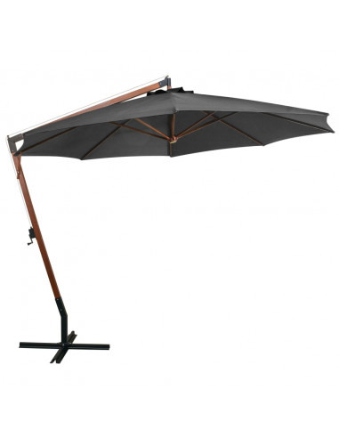 Ombrellone a Sbalzo Antracite 3,5x2,9 m Palo in Abete Massello