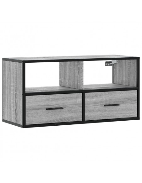 Mobile TV Grigio Sonoma 80x31x39,5 cm Legno Multistrato Metallo