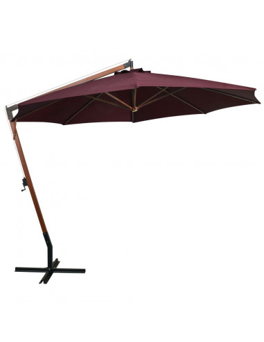 Ombrellone a Sbalzo Bordò 3,5x2,9 m Palo in Abete Massello