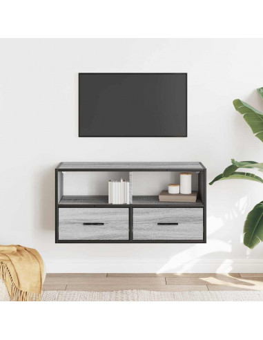 Mobile TV Grigio Sonoma 80x31x39,5 cm Legno Multistrato Metallo