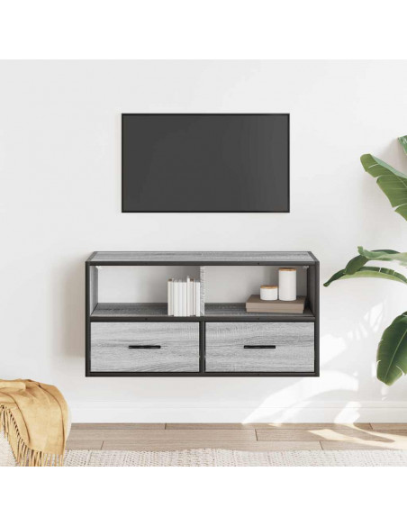 Mobile TV Grigio Sonoma 80x31x39,5 cm Legno Multistrato Metallo