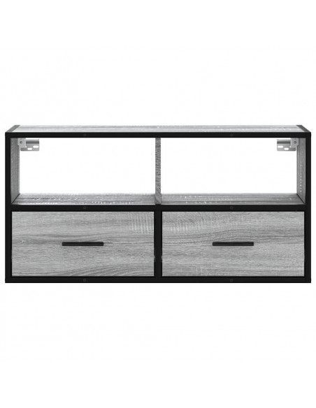 Mobile TV Grigio Sonoma 80x31x39,5 cm Legno Multistrato Metallo