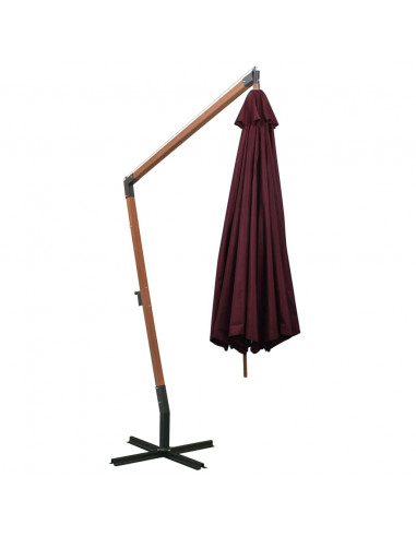 Ombrellone a Sbalzo Bordò 3,5x2,9 m Palo in Abete Massello