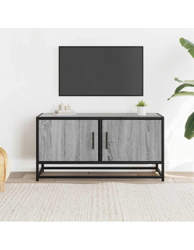 Mobile TV Grigio Sonoma 80x34,5x40 cm Legno Multistrato Metallo