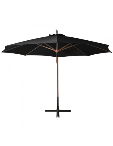 Ombrellone a Sbalzo con Palo Nero 3,5x2,9 m in Legno di Abete