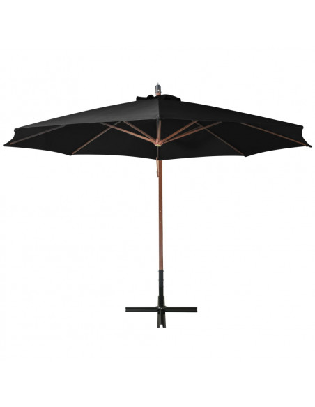 Ombrellone a Sbalzo con Palo Nero 3,5x2,9 m in Legno di Abete