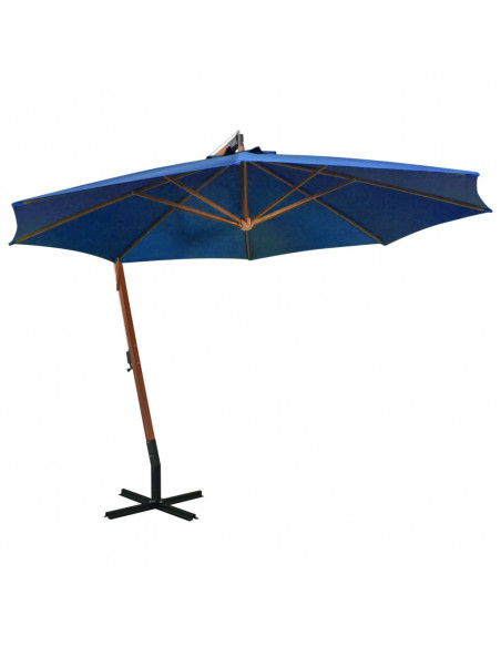 Ombrellone a Sbalzo Azzurro 3,5x2,9 m Palo in Abete Massello