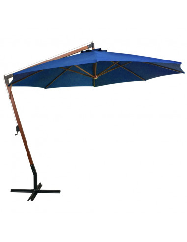 Ombrellone a Sbalzo Azzurro 3,5x2,9 m Palo in Abete Massello