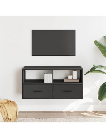 Mobile TV Nero 80x31x39,5 cm in Truciolato e Metallo