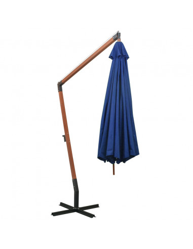 Ombrellone a Sbalzo Azzurro 3,5x2,9 m Palo in Abete Massello