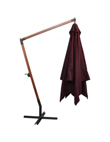 Ombrellone a Sbalzo Bordò 3x3 m Palo in Abete Massello