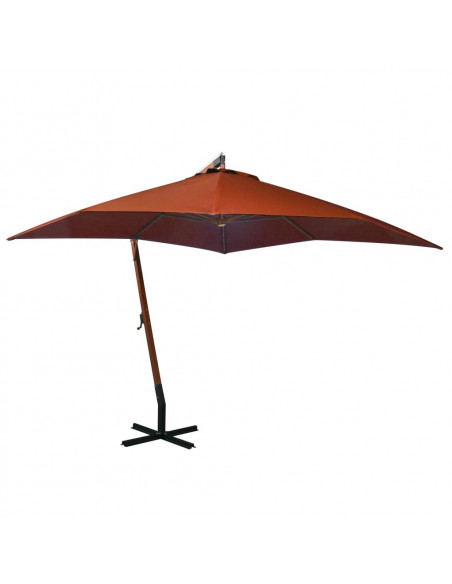Ombrellone a Sbalzo Terracotta 3x3 m Palo in Abete Massello