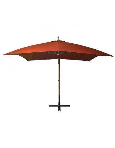 Ombrellone a Sbalzo Terracotta 3x3 m Palo in Abete Massello