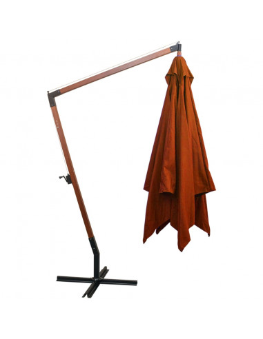 Ombrellone a Sbalzo Terracotta 3x3 m Palo in Abete Massello