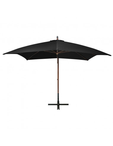 Ombrellone a Sbalzo Nero 3x3 m Palo in Abete Massello