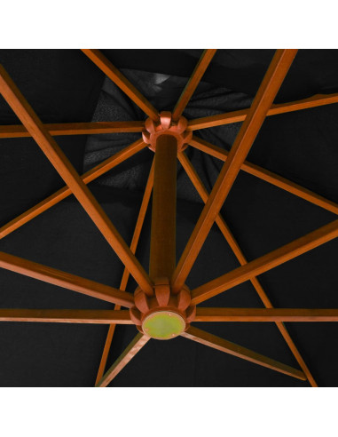 Ombrellone a Sbalzo Nero 3x3 m Palo in Abete Massello
