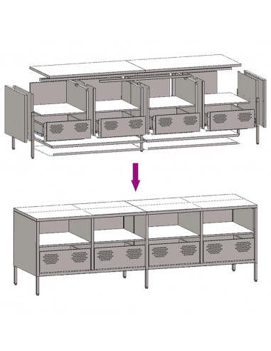 Mobile TV Rosa 135x39x43,5 cm in Acciaio Laminato a Freddo