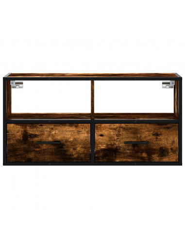 Mobile TV Rovere Fumo 80x31x39,5 cm Legno Multistrato e Metallo