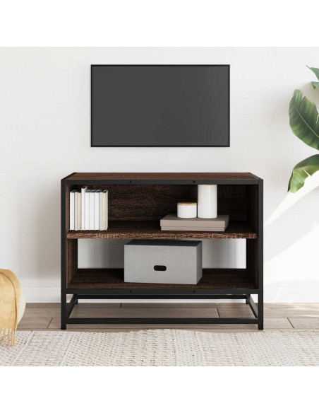 Mobile TV Rovere Marrone 61x40x46 cm Legno Multistrato Metallo