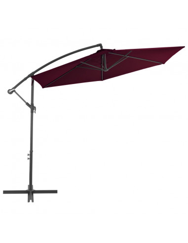 Ombrellone a Sbalzo con Palo in Alluminio 300 cm Rosso Bordò