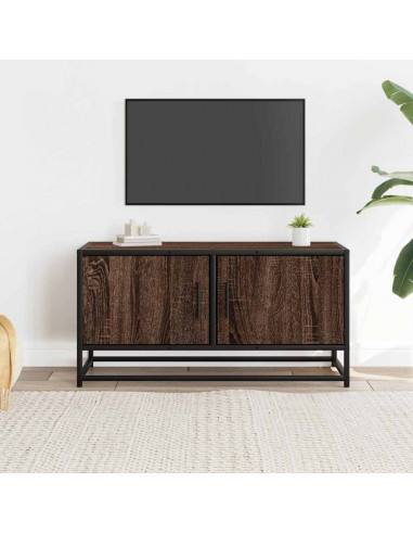 Mobile TV Rovere Marrone 80x34,5x40cm Legno Multistrato Metallo