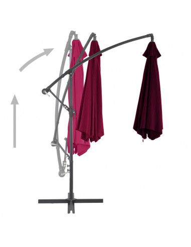 Ombrellone a Sbalzo con Palo in Alluminio 300 cm Rosso Bordò