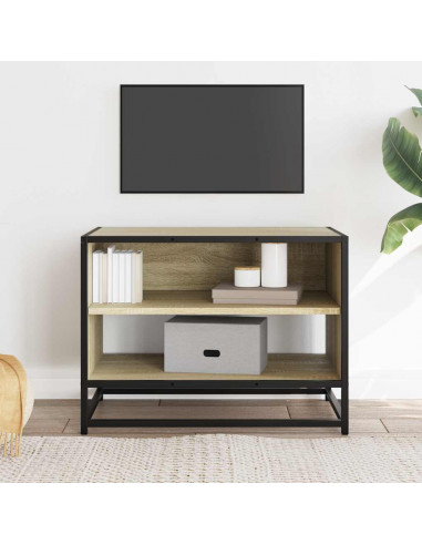 Mobile TV Rovere Sonoma 61x40x46 cm Legno Multistrato e Metallo