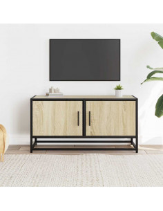 Mobile TV Rovere Sonoma 80x34,5x40 cm Legno Multistrato Metallo 2