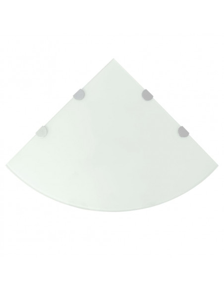 Scaffale Angolare con Supporti Cromati Vetro Bianco 45x45 cm