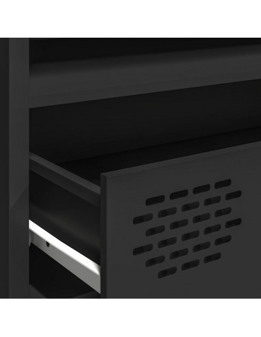 Mobile TV Nero 202x39x43,5 cm in Acciaio Laminato a Freddo