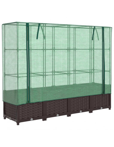 Letto Rialzato con Copertura Serra Effetto Rattan 160x40x138 cm