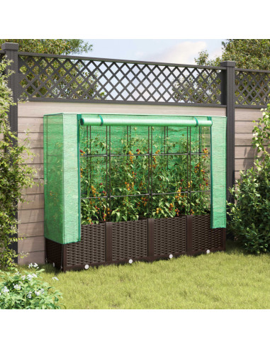 Letto Rialzato con Copertura Serra Effetto Rattan 160x40x138 cm