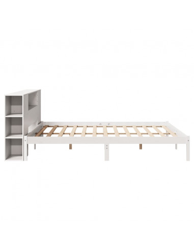Letto Libreria senza Materasso Bianco 200x200 cm Legno di Pino