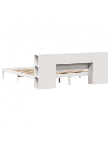 Letto Libreria senza Materasso Bianco 200x200 cm Legno di Pino