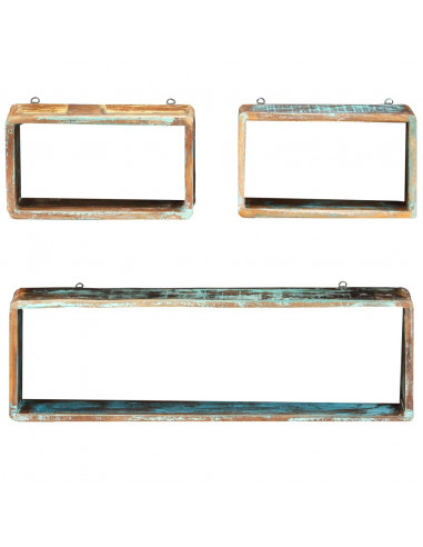 Set Mensole Cubiche da Parete 3pz in Legno Massello di Recupero