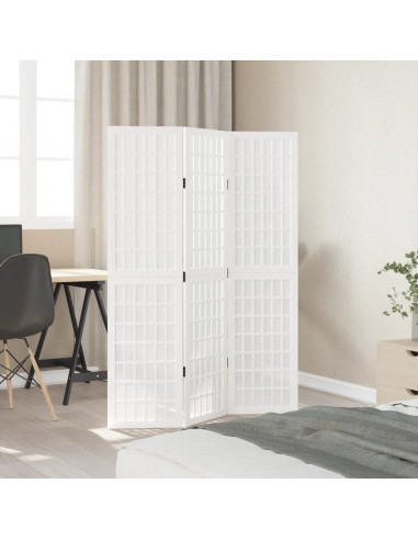 Divisorio Ambienti 3Pannelli Bianco Legno Massello di Paulownia