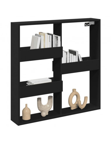 Armadietto a Muro Nero 80x15x80 cm in Legno Multistrato