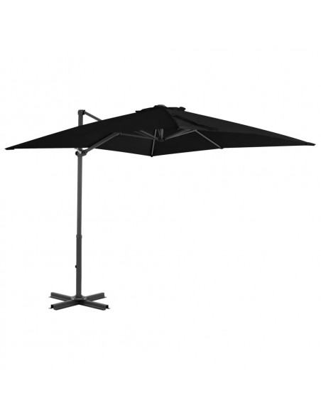 Ombrellone a Sbalzo con Palo Alluminio Nero 250x250 cm