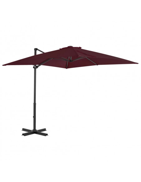 Ombrellone a Sbalzo con Palo Alluminio 250x250 cm Rosso Bordò