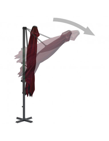 Ombrellone a Sbalzo con Palo Alluminio 250x250 cm Rosso Bordò